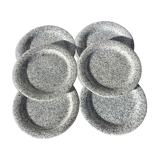 Speckled dessert plates blue gray Quadrifoglio