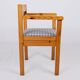 Pair of pine chairs with gingham fabric, France, 1980.