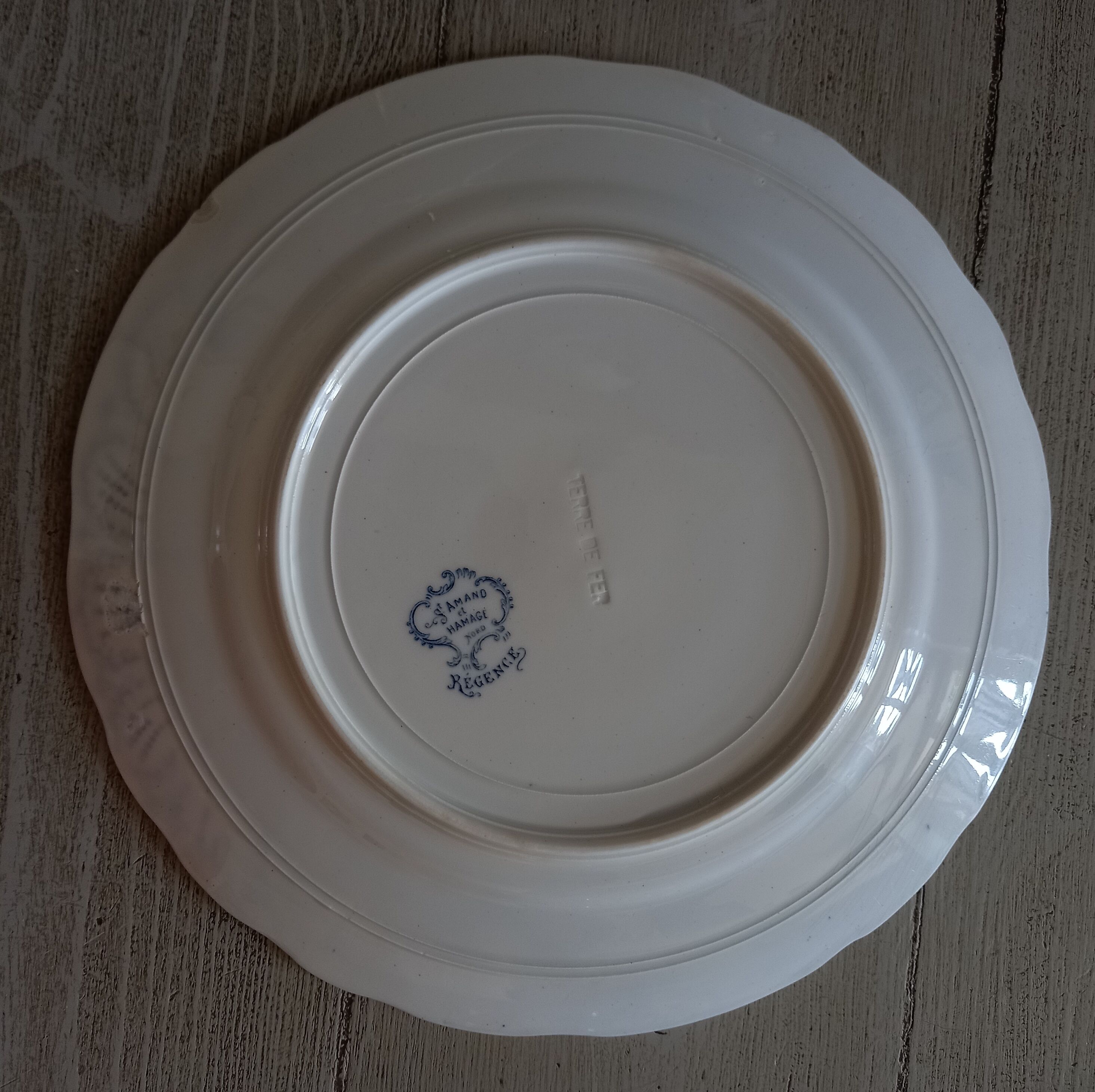 Pair of flat plates Terre de Fer "Régence" Saint-Amand & Hamage