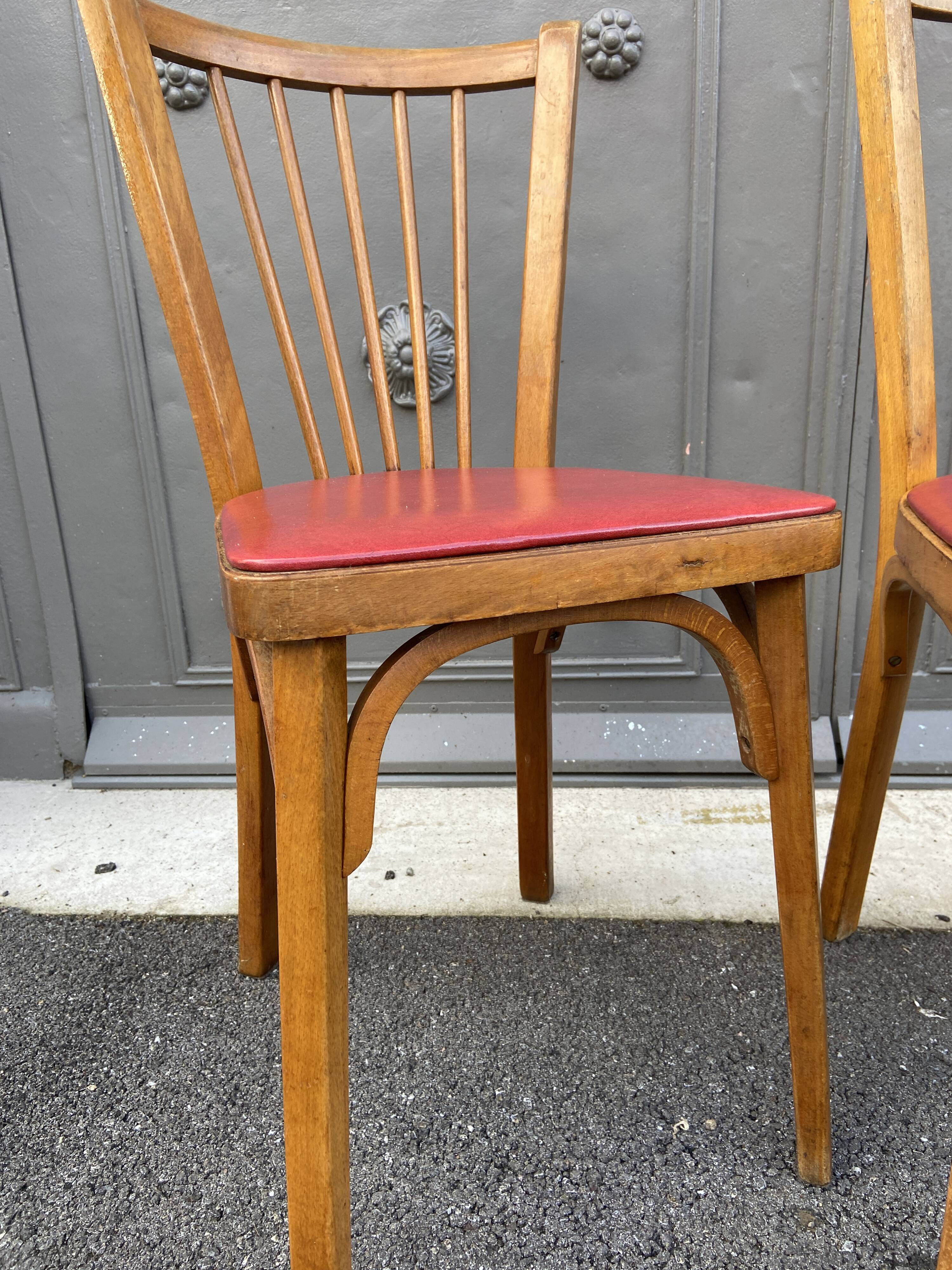 Set of 3 vintage chairs baumann 1960