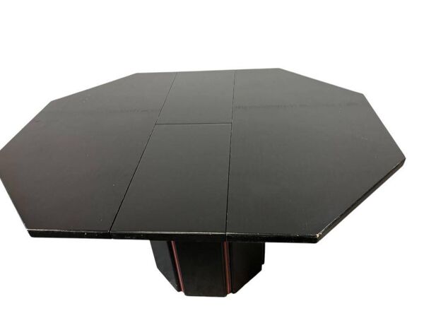 Table octogonale vintage en bois noir - pliable