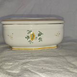 Antique butter dish in faience – Bird decoration – Late 19th / early 20th century