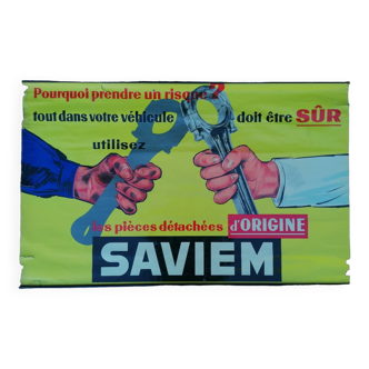 Ancienne affiche publicitaire Saviem Mécanique Garage Renault