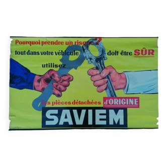 Old advertising poster Saviem Mécanique Garage Renault