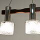 Scandinavian chandelier with 3 lights in teak and glass from the 60s/70s