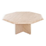 Italian coffee table in travertine with fossils