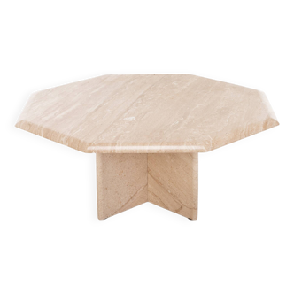 Italian coffee table in travertine with fossils