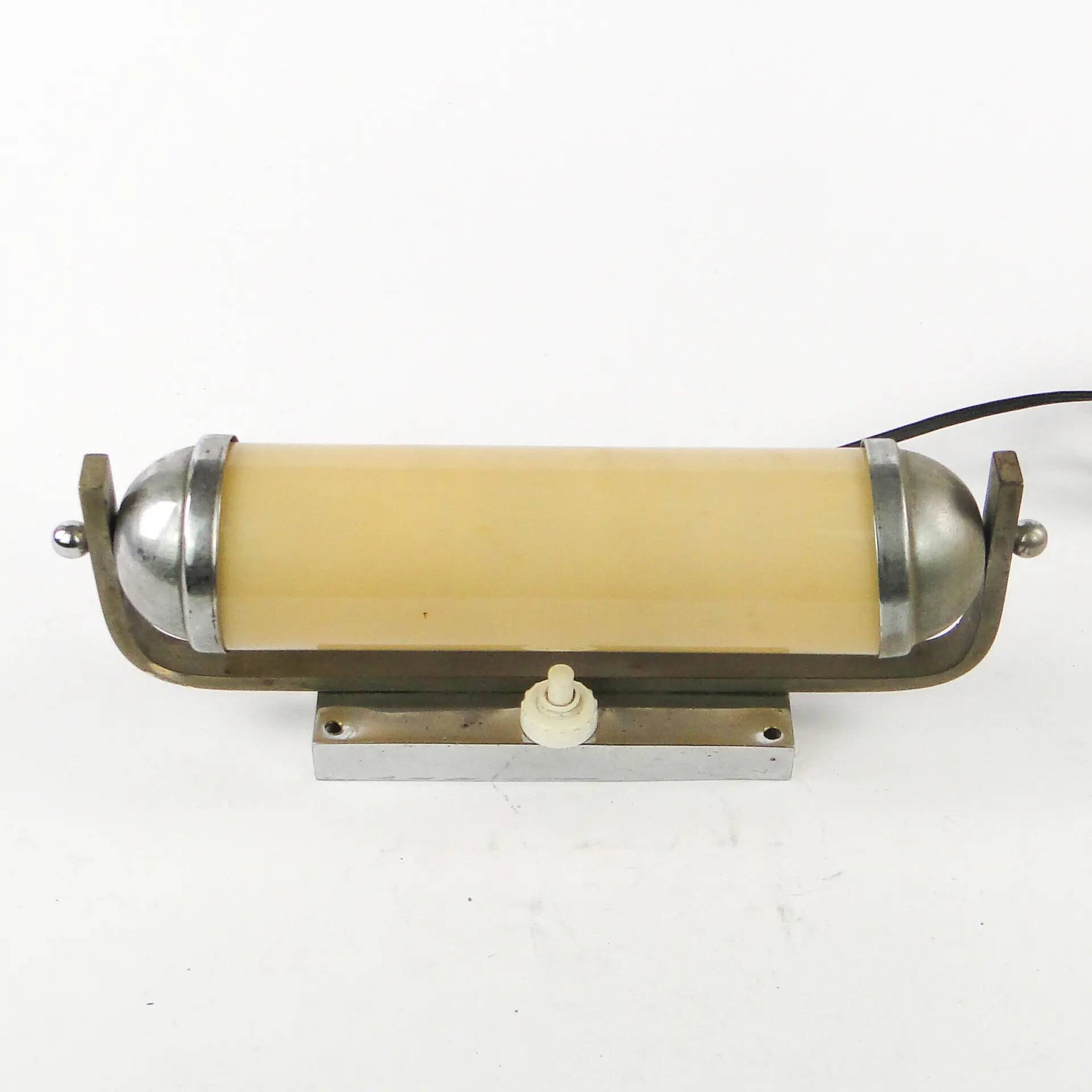 Art Deco wall lamp, functionalism, chrome-plated brass, Czechoslovakia, 1950s