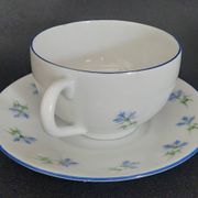 Porcelain cup with hand-painted cornflower decoration A.M