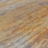 Table basse Guy Lefevre maison Jansen, laiton doré et travertin