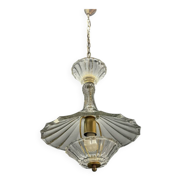 Suspension vintage en cristal par Caldier, Italie, années 1970