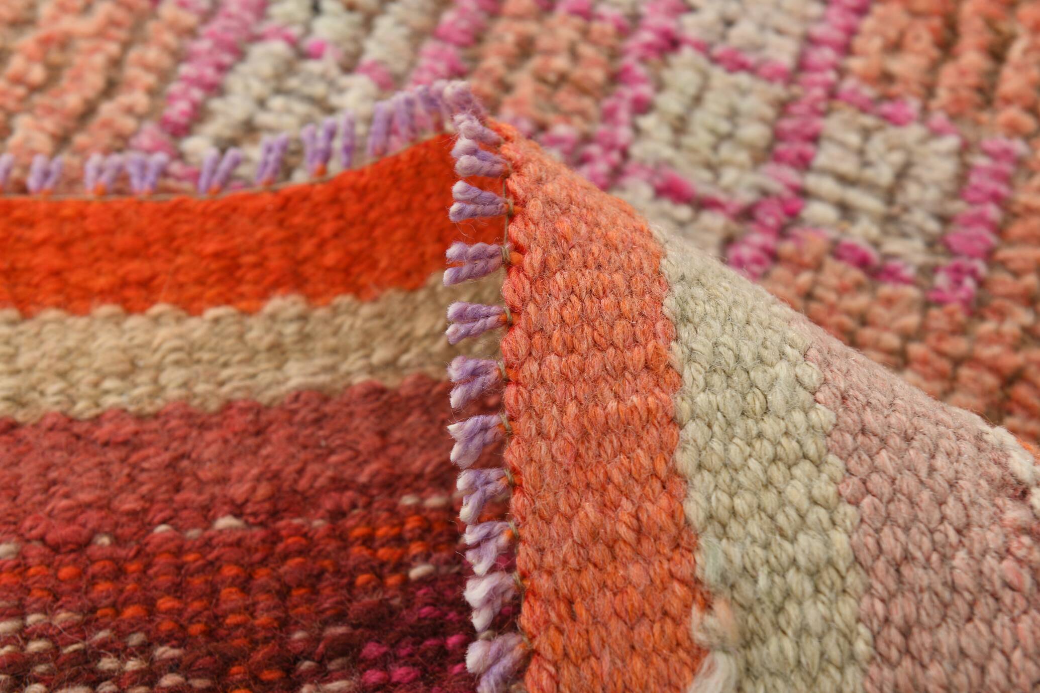 Pink & Orange Vintage Turkish Runner Rug, 103x326Cm