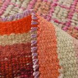 Pink & Orange Vintage Turkish Runner Rug, 103x326Cm
