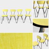 Chaises Formica jaune  pieds compas 1950