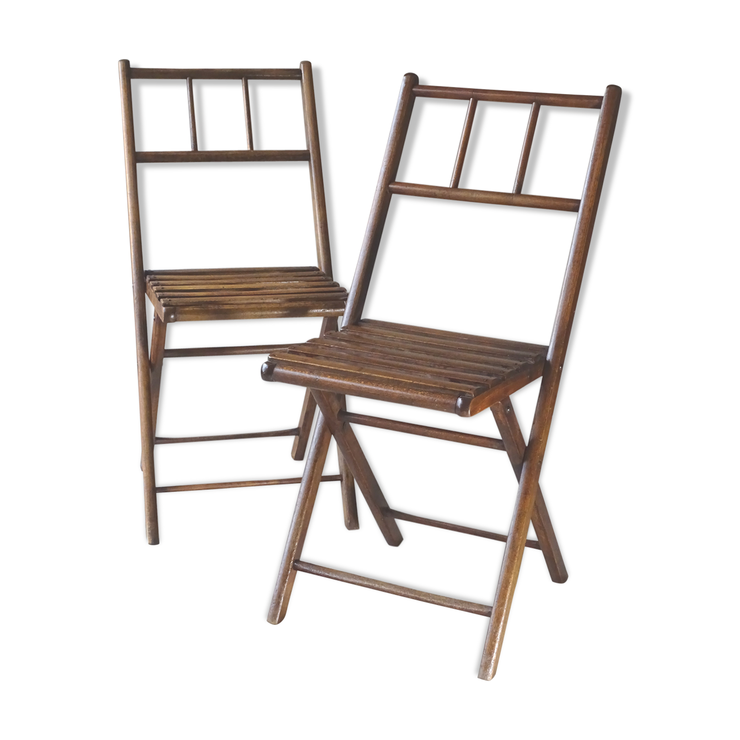 Pair of folding chairs 1950 sitting with blades