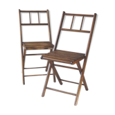 Paire de chaises pliantes 1950 assise à lames