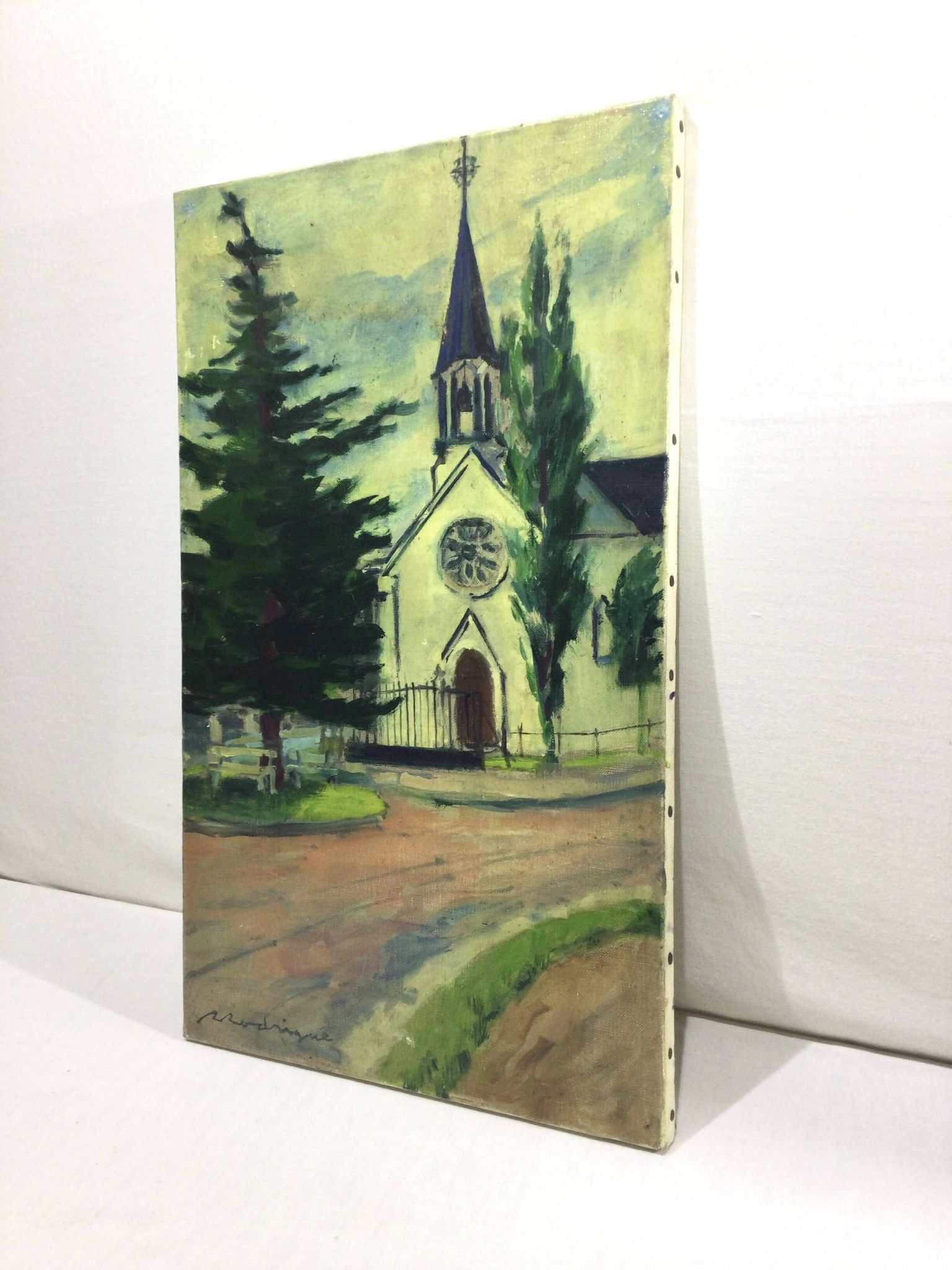 R. Rodrigue - Oil On Canvas “Protestant Church of Vésinet”