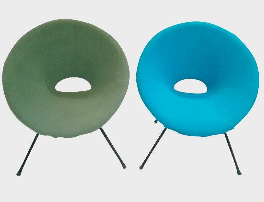 Turquoise & Green Armchairs, 1960s, Set of 2