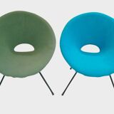 Turquoise & Green Armchairs, 1960s, Set of 2