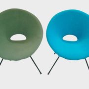 Turquoise & Green Armchairs, 1960s, Set of 2