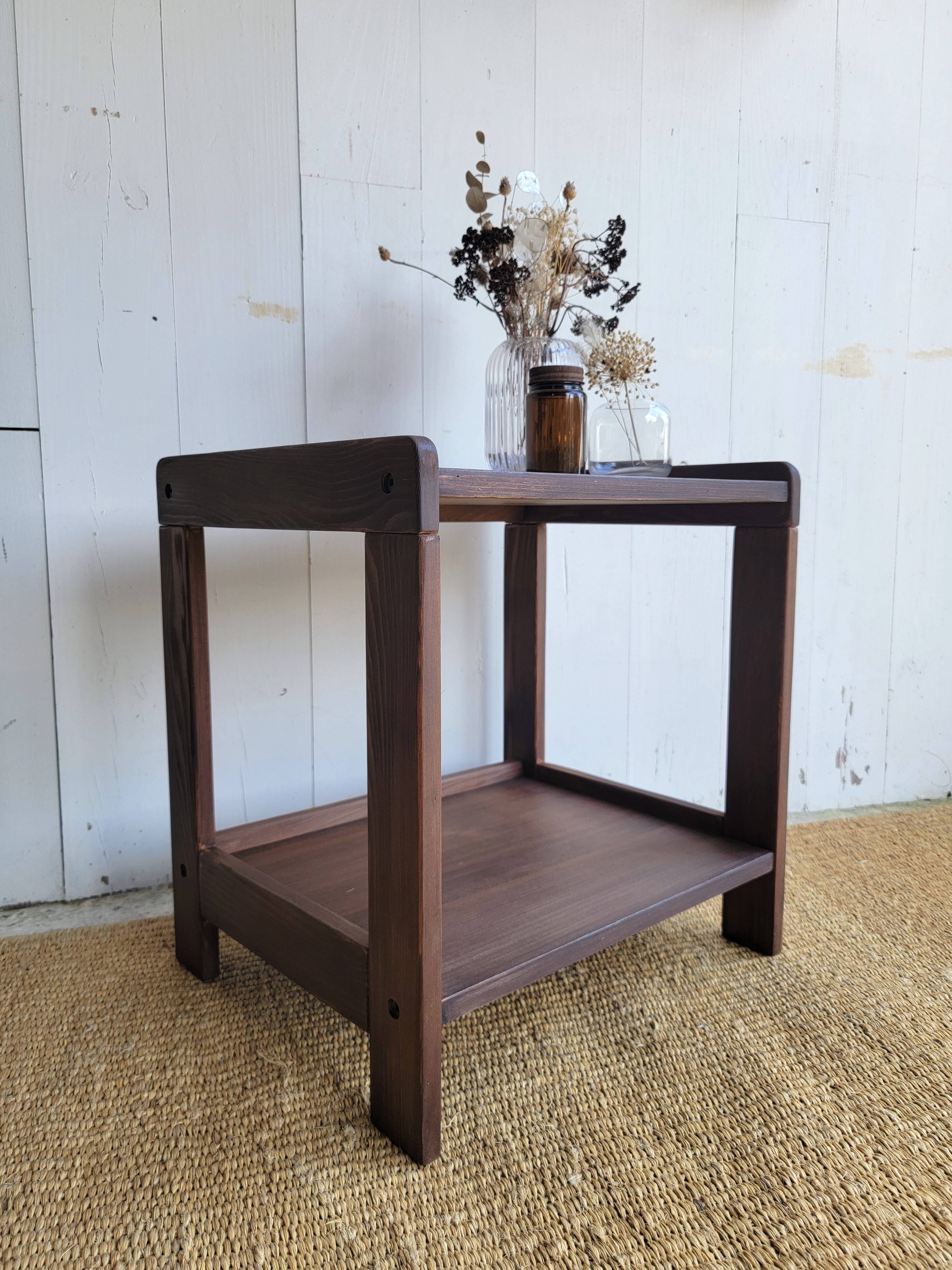 Dark wood bedside table - mid-century modern style