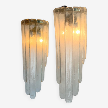 Pair of sconces " called murano waterfall " by carlo nason for mazzega