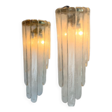 Pair of sconces " called murano waterfall " by carlo nason for mazzega