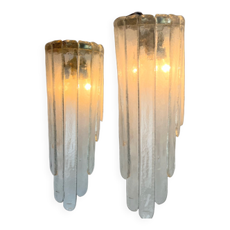 Pair of sconces " called murano waterfall " by carlo nason for mazzega