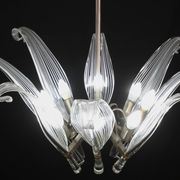 Extraordinary Large Transparent Murano Glass Leaves Chandelier by Franco Lu