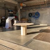 Travertin dining table octagonal