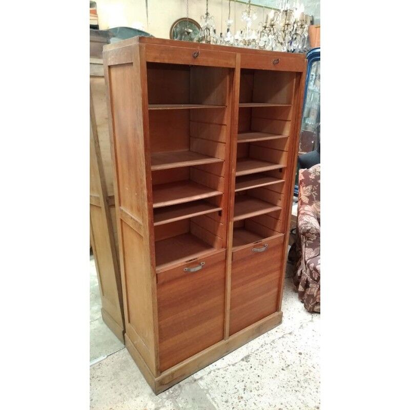 Cabinet wood double curtain