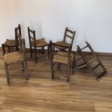 Ensemble de 6 chaises paillées