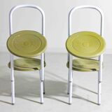 Set of four Italian postmodern metal chairs with sculpted seats, 1980s