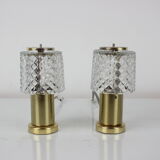 2 lampes de table en or du milieu du siècle, Kamenický Šenov, Preciosa, années 1970