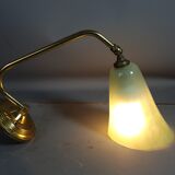 Wall lamp glass & brass vintage 50s
