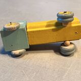 Yellow/grey wooden flatbed truck, vintage toy