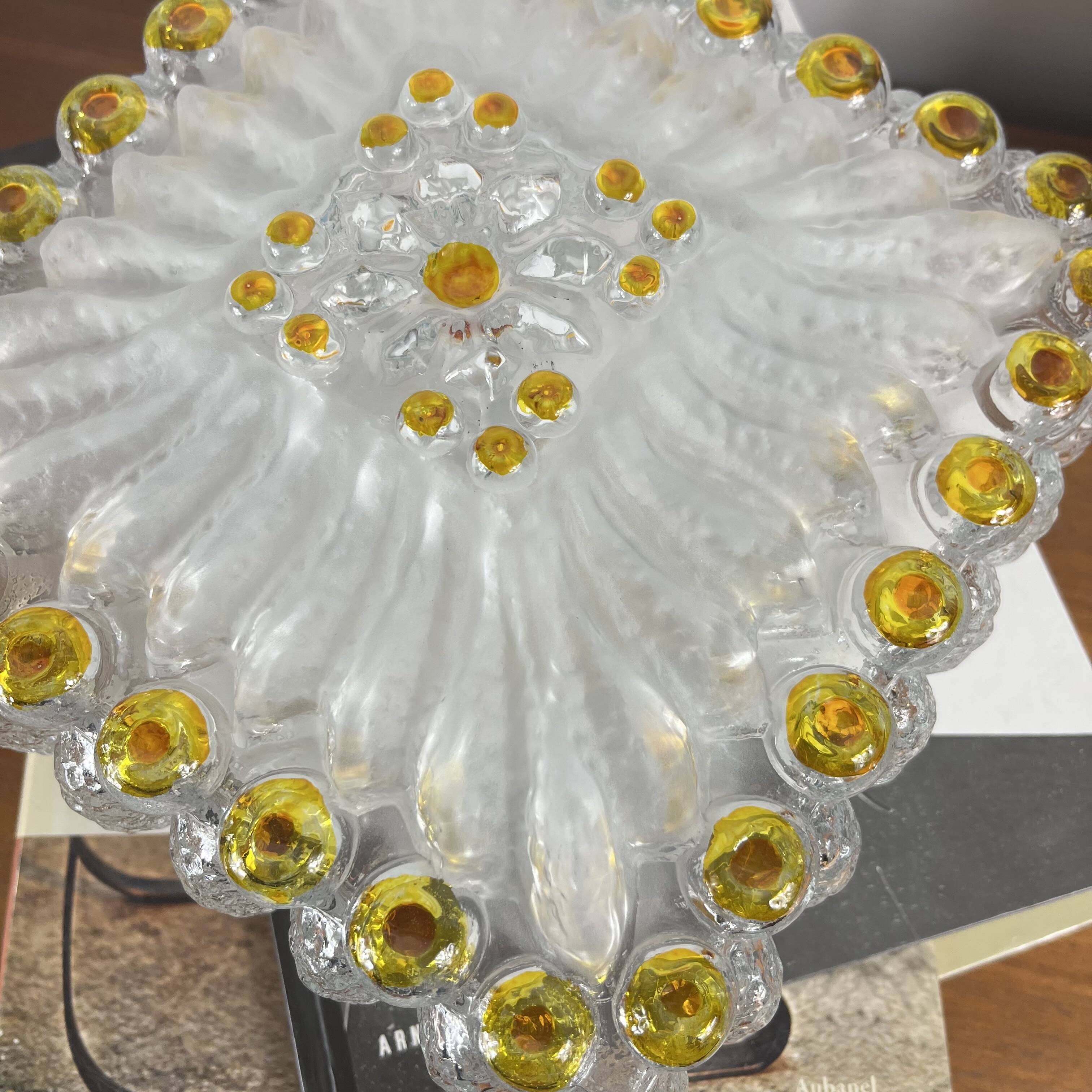 Square wall light or ceiling light in Murano or Limburg glass.