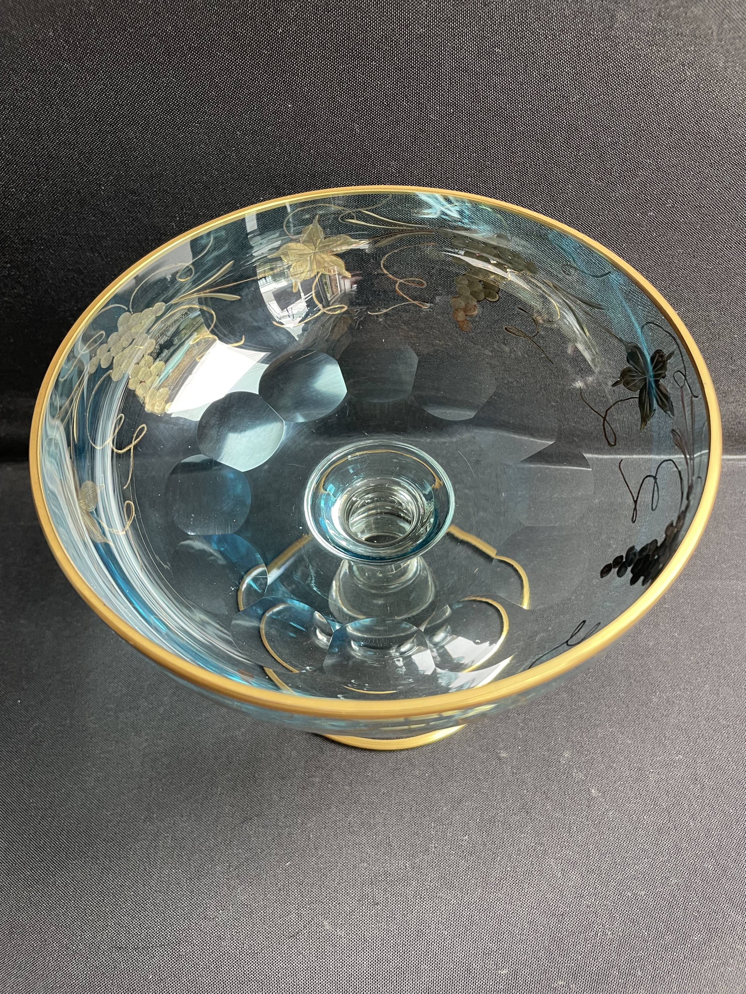 Large crystal bowl signed De Wan - Verrerie de Torino