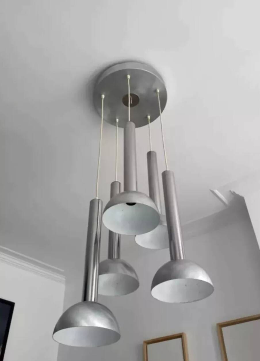 Vintage chrome and brushed metal suspension France 1970