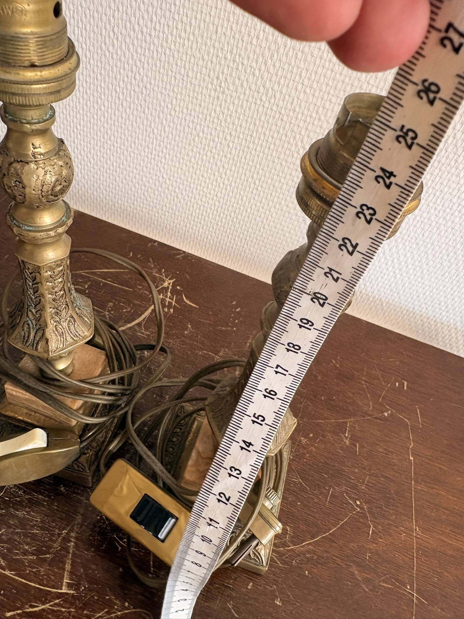 Antique Pair Table Lamps Candle Holders Neo-Classical Louis XVI Gilded Brass Year