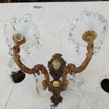 Paire d'Appliques Laiton , Verre .