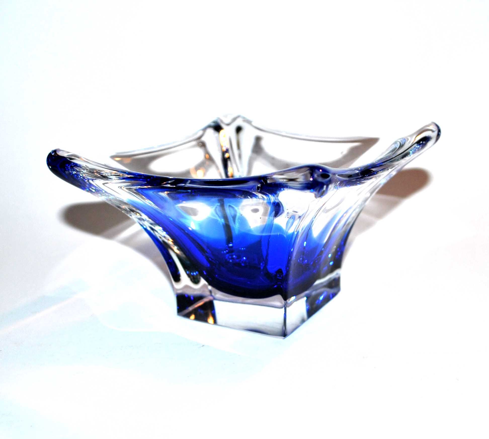 Vintage ashtray cut in Blue Murano crystal - Modernist pocket empty 1970-80