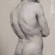 Drawing of a male nude in charcoal - academy signed and dated