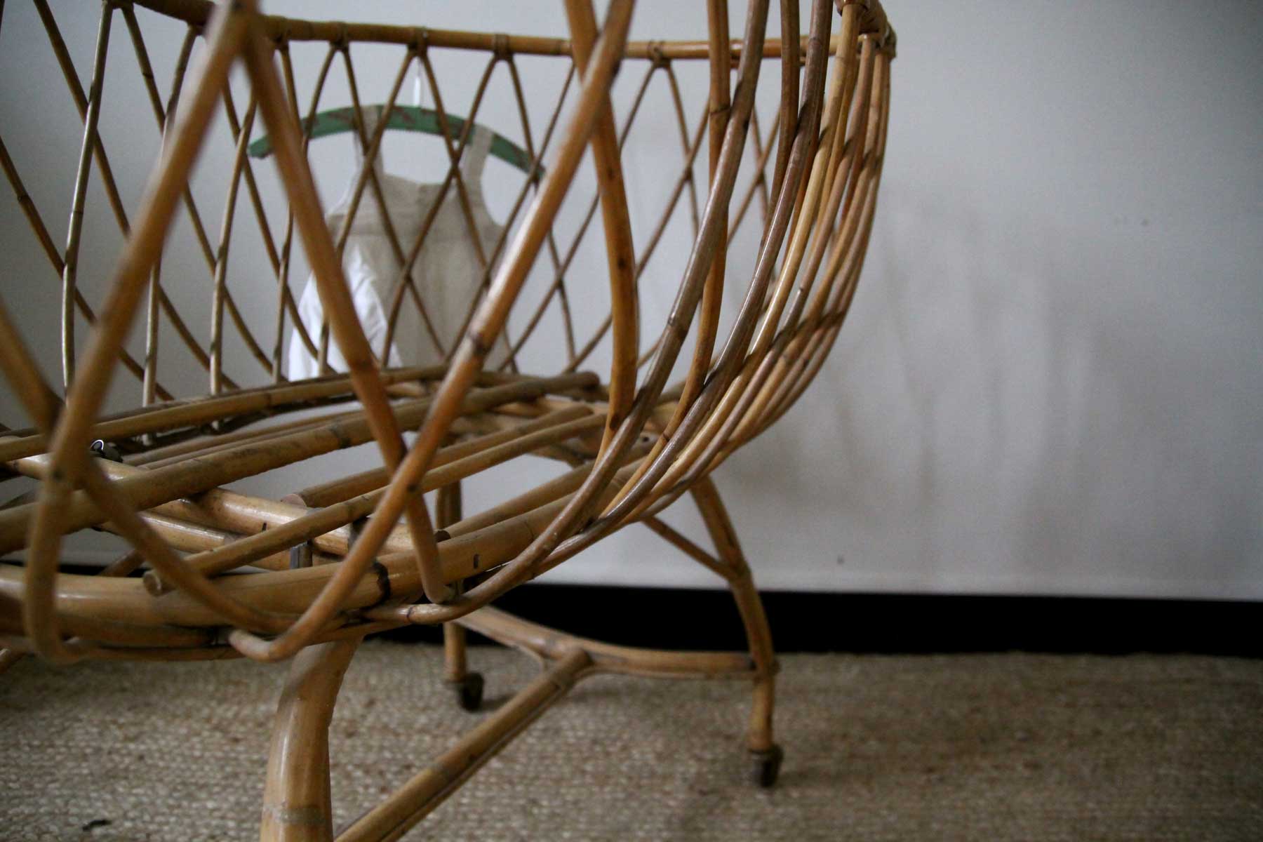 Vintage rattan cradle
