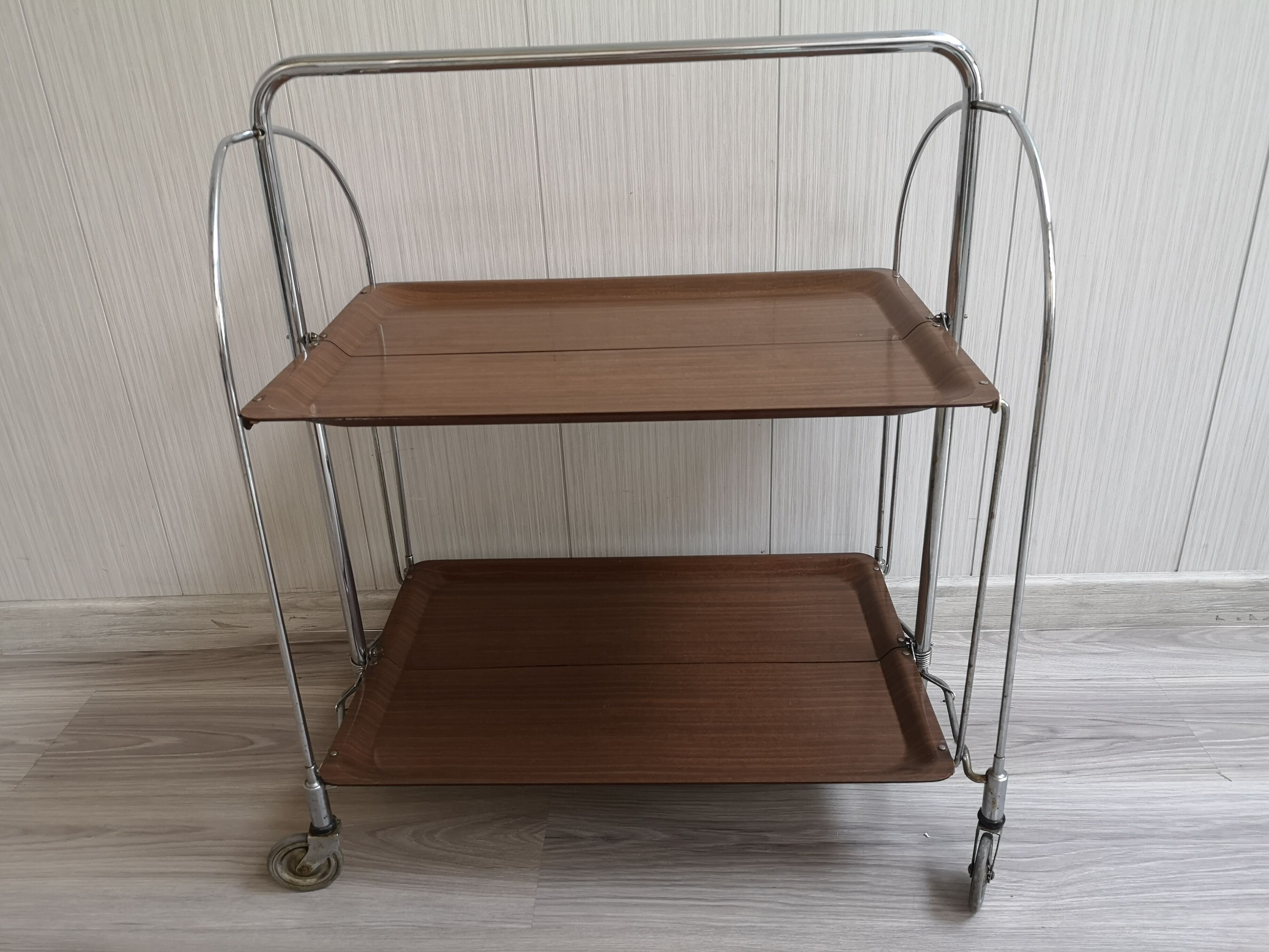 Vintage coffee table, bar, folding side table on wheels