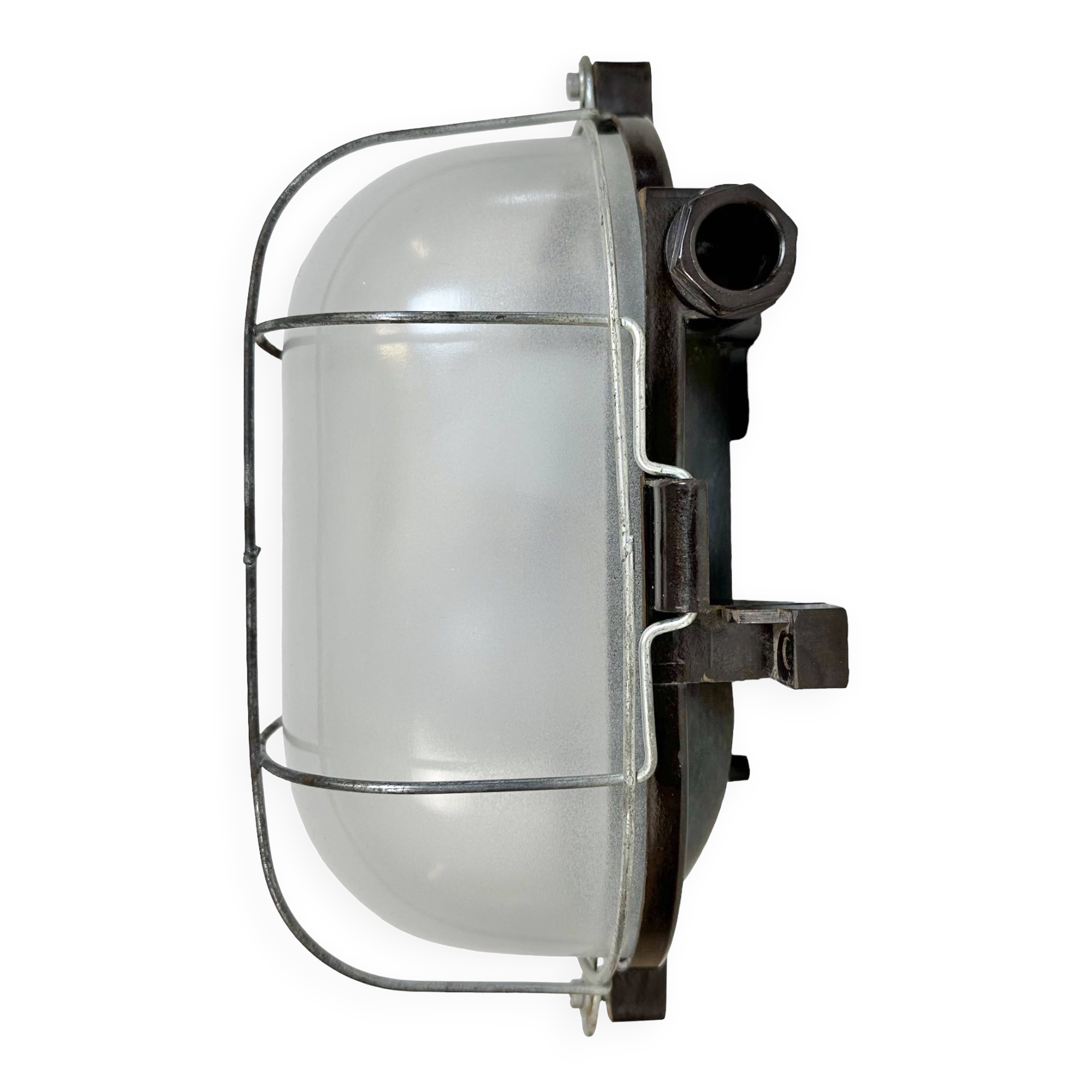 Industrial Brown Bakelite Wall Light with Milk Glass, 1960s
