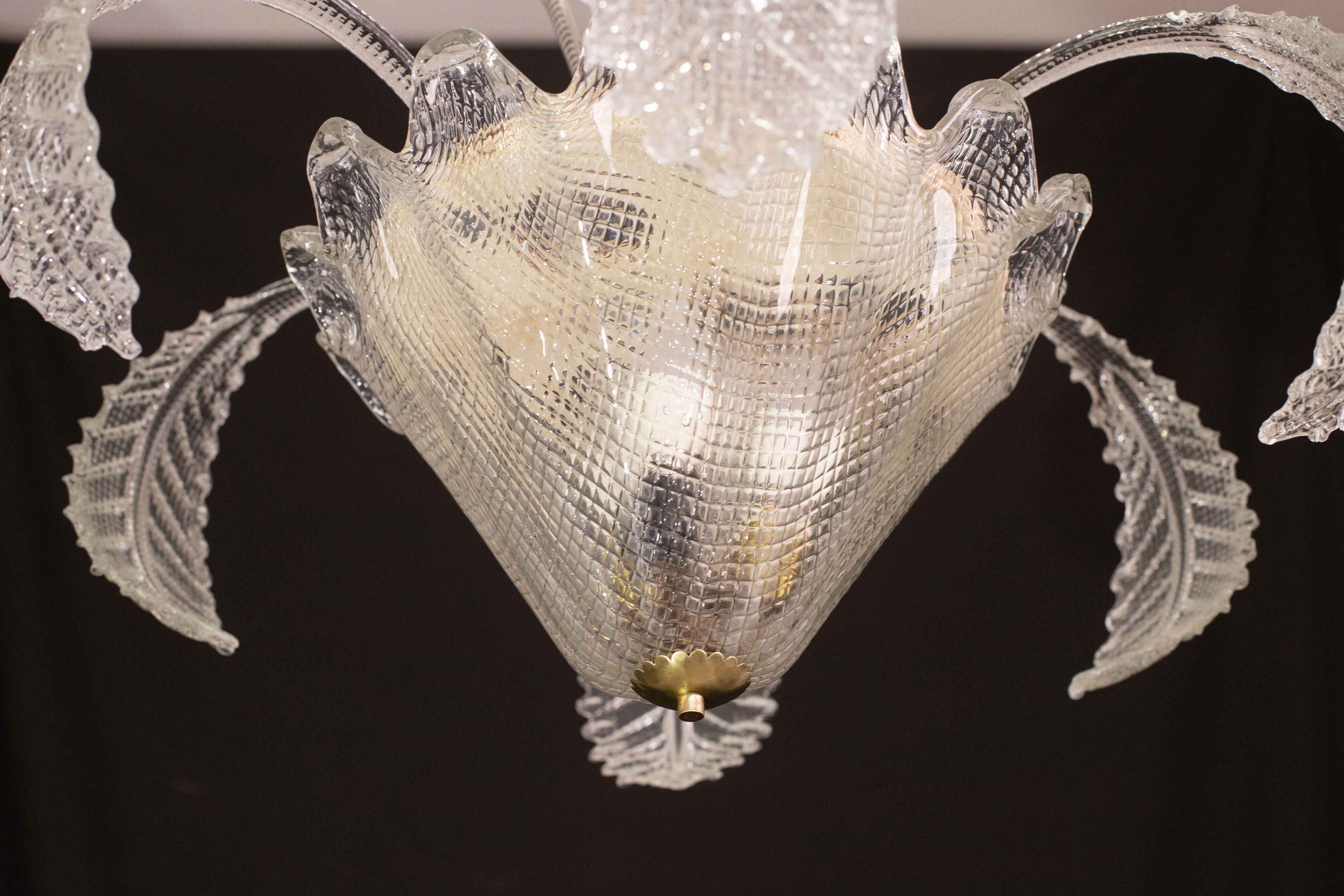 Art Decò, Barovier & Toso Chandelier, Murano Glass, 1950s