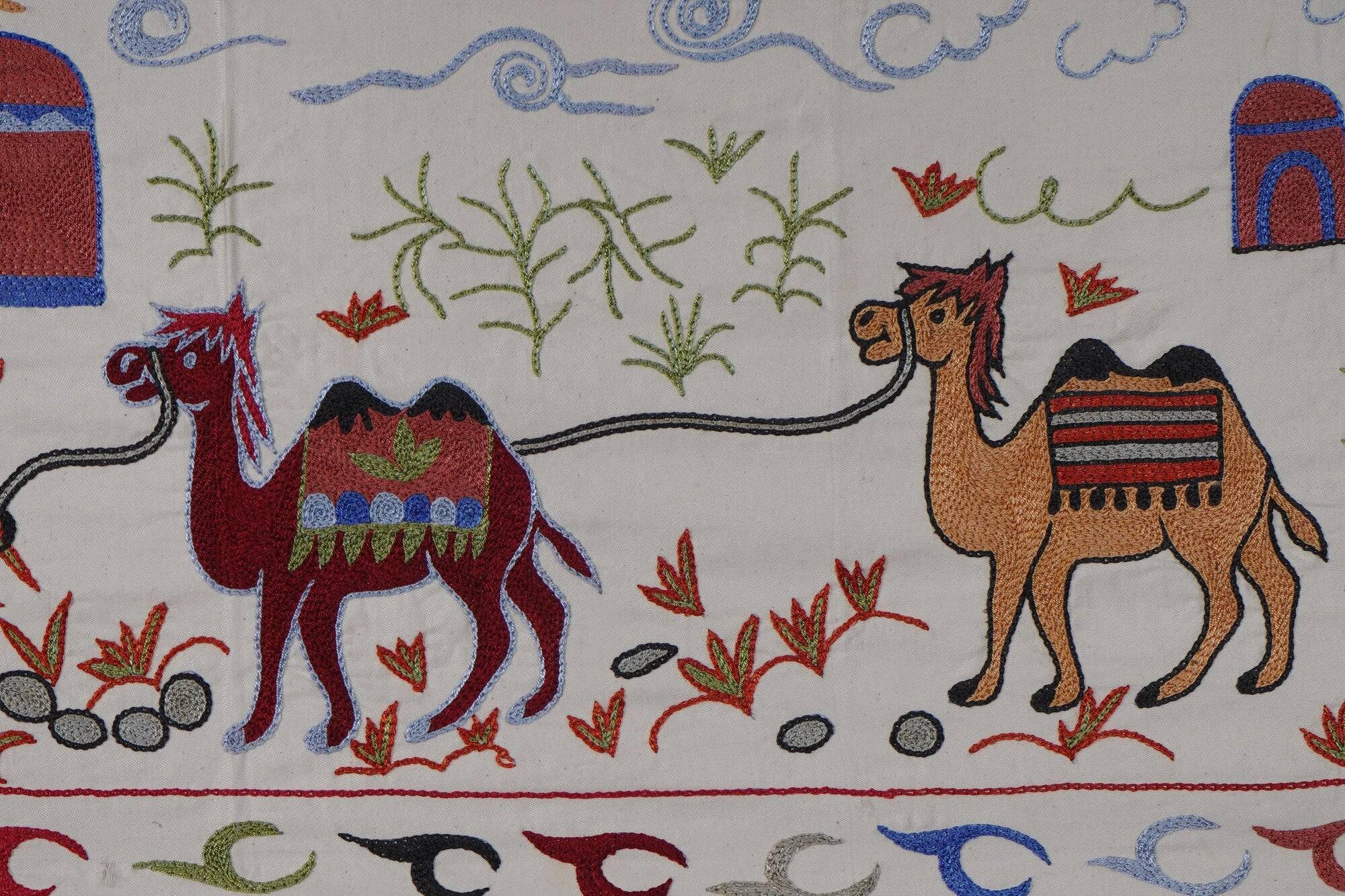 Vintage hand-embroidered tablecloth 51x188 cm