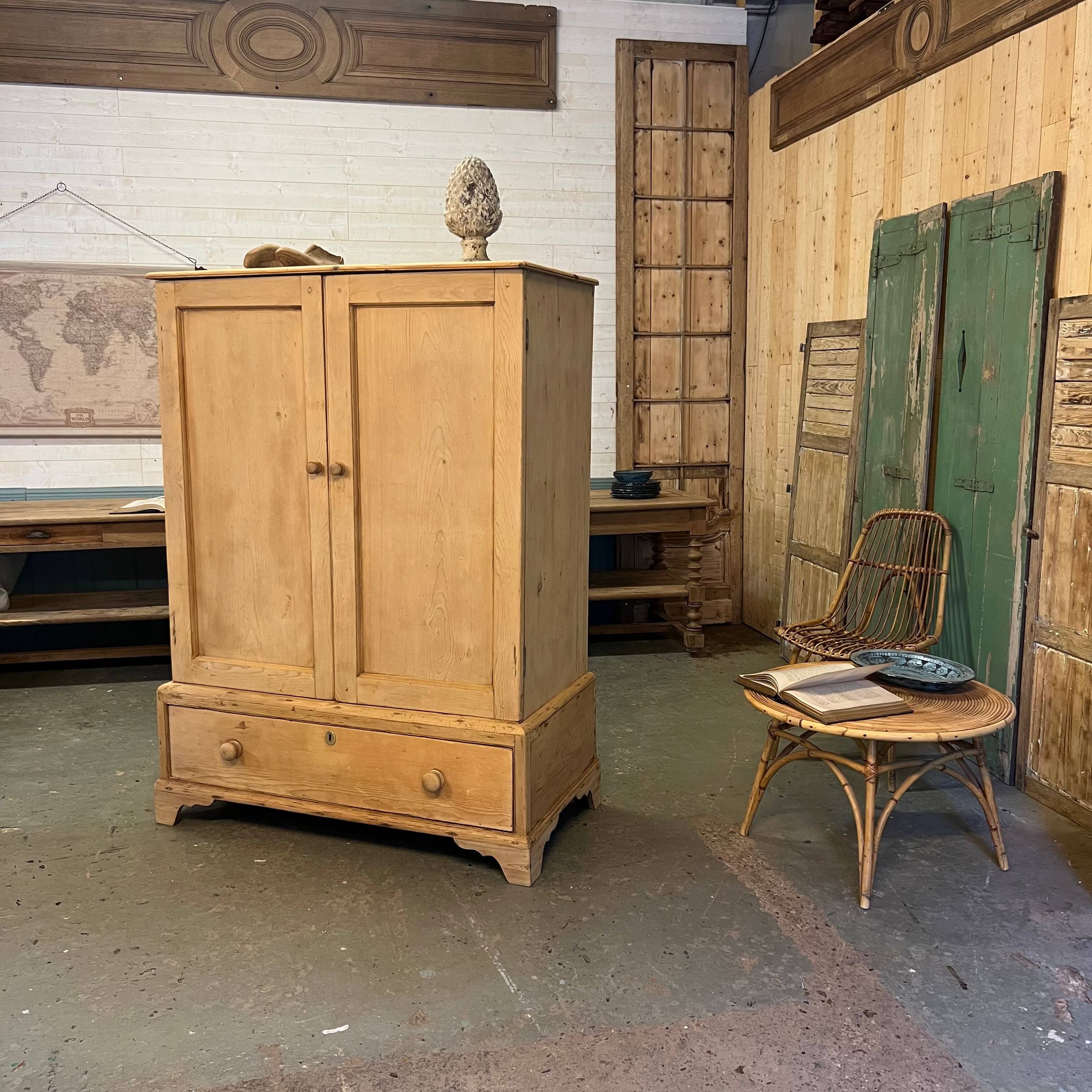 English wardrobe in raw wood