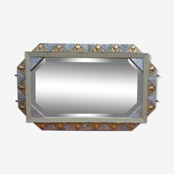 Gilded and silver art deco mirror 72x45cm